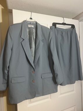 Alfred Dunner Slate Blue Two-Piece Skirt Suit